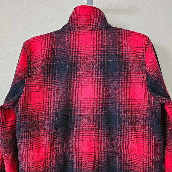 LEVI'S Women's Red & Black Plaid Wool Blend Zipper and Snap Button Jacket Sz S - Picture 8 of 16